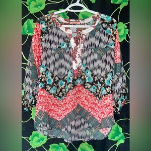 Olive Hill Semi-Sheer Blouse Sz S